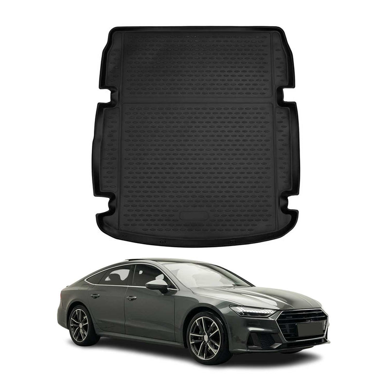 OMAC Tapis de coffre pour Audi A7 C8 4K8 Sportback 2018-2025 caoutchouc TPE Noir