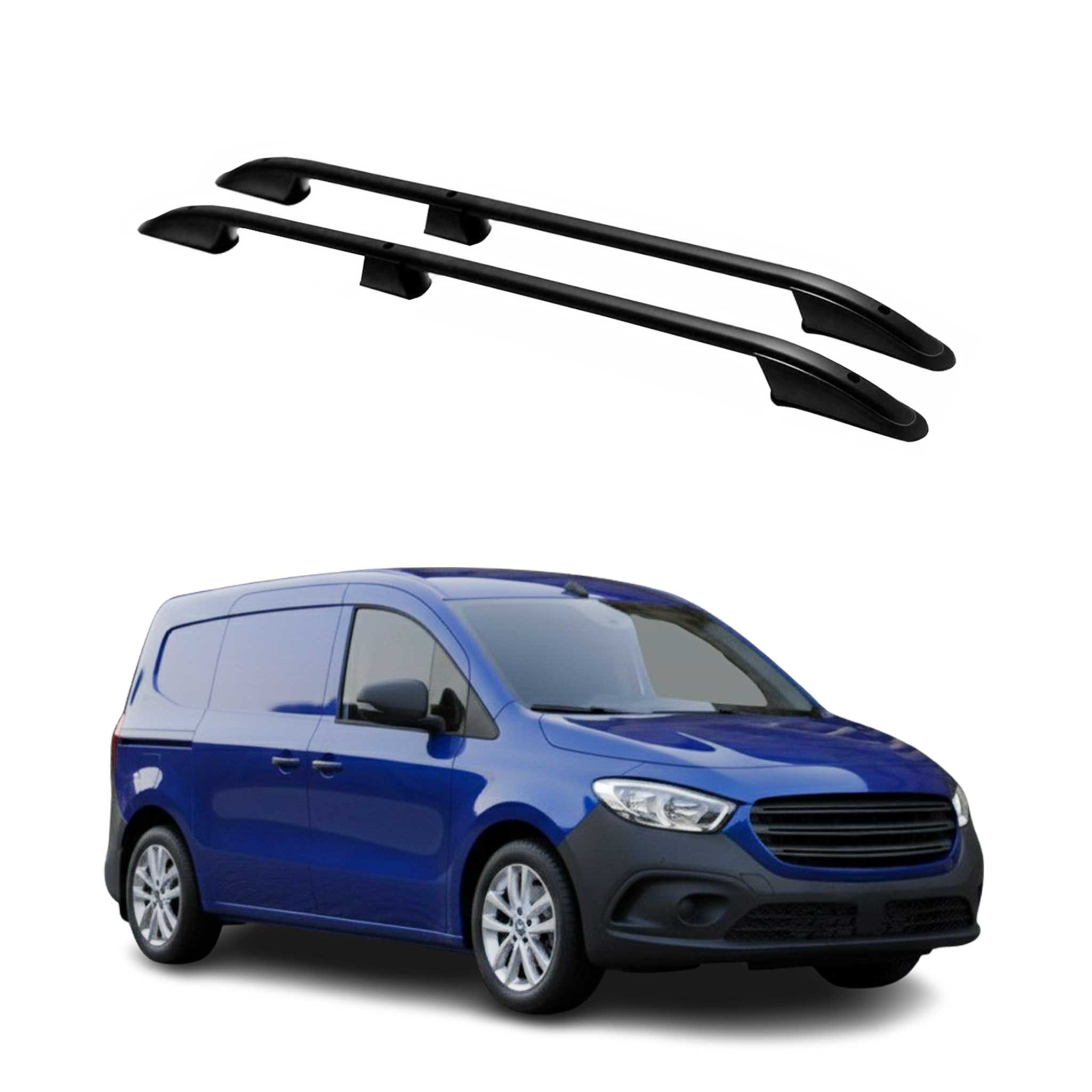 Barres de toit longitudinales pour Mercedes Citan 2021-2025 Aluminium Noir 2 Pcs