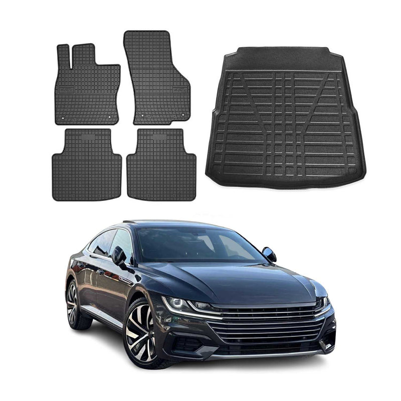 Kit Tapis de sol et coffre pour VW Arteon 2017-2024 TPE Noir
