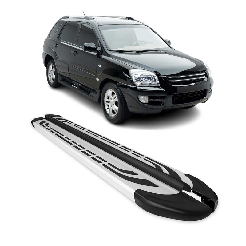 Marchepieds Latéraux pédale pour Kia Sportage 2004-2010 Aluminium Gris 2Pcs