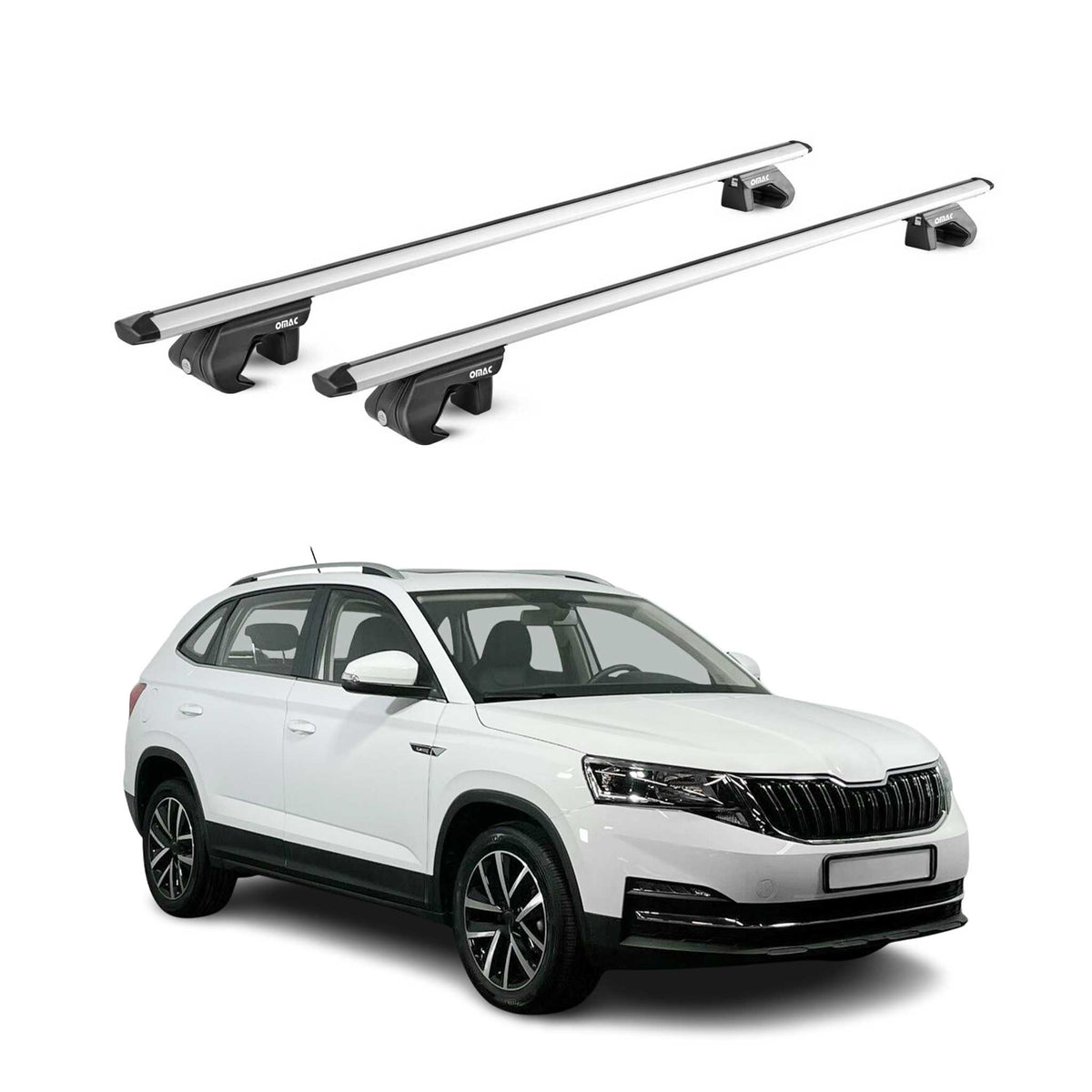 Barres de toit transversales pour Skoda Kamiq 2019-2026 Alu Gris Argenté 2x ABE