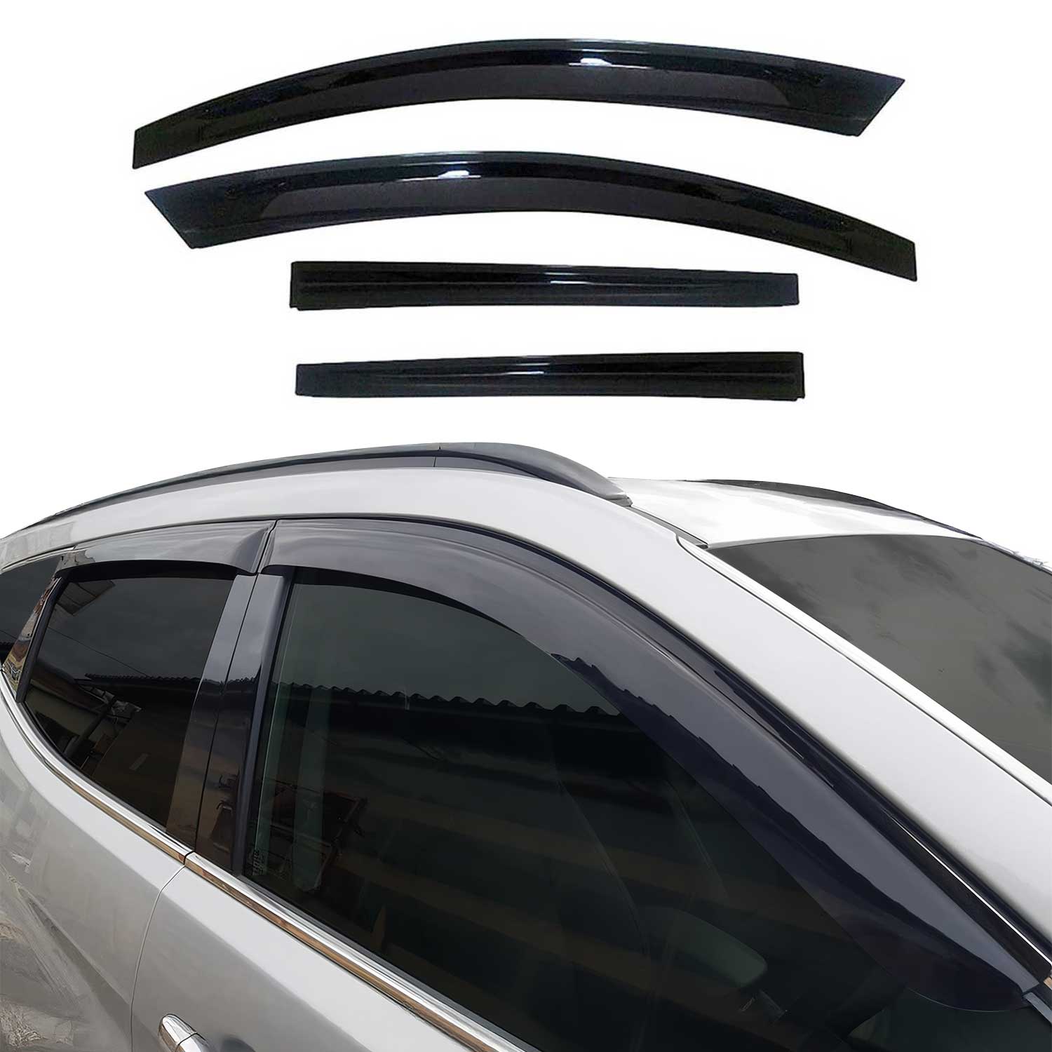 Déflecteurs de Vent pluie d'air pour Kia Sorento 2009-2014 en Acrylique Noir 4x