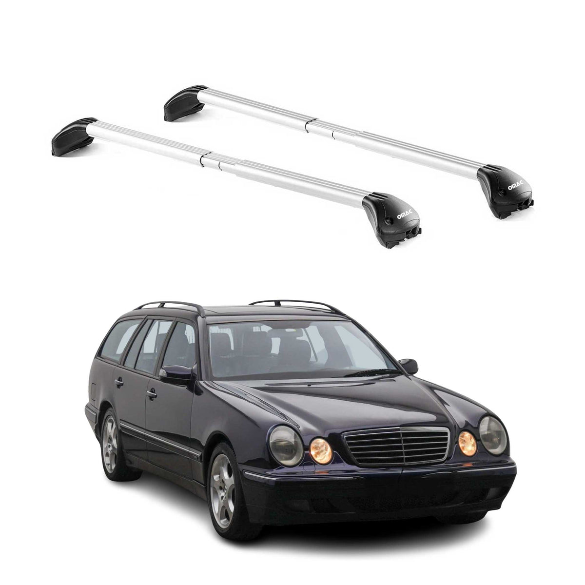 Barres de toit pour Mercedes Classe E Wagon S210 1996-2002 5P Gris 2 pièces ABE