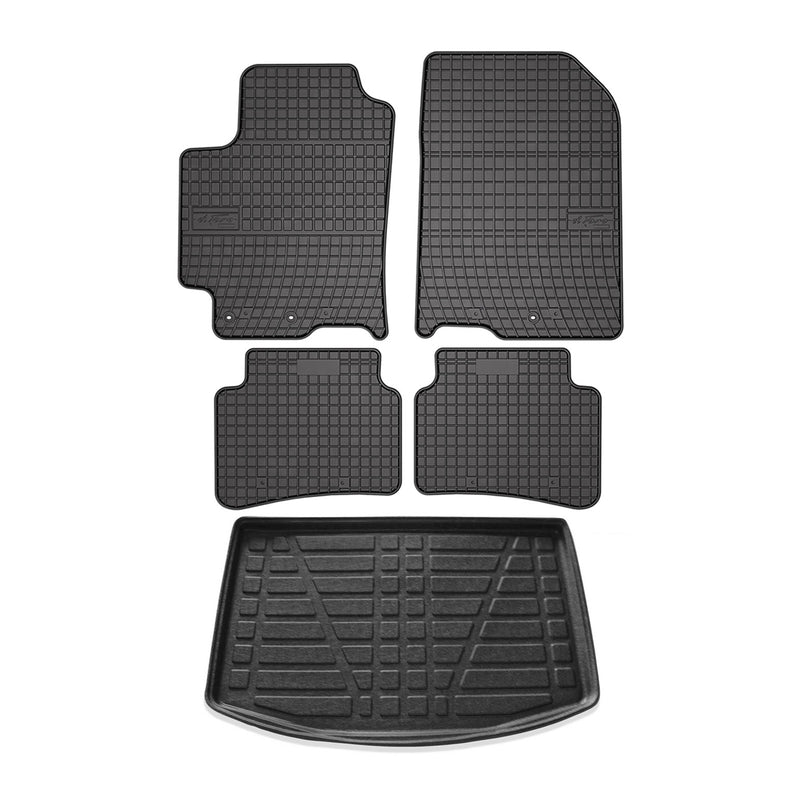 Kit Tapis de sol et coffre pour Kia Rio 2018-2024 TPE Noir