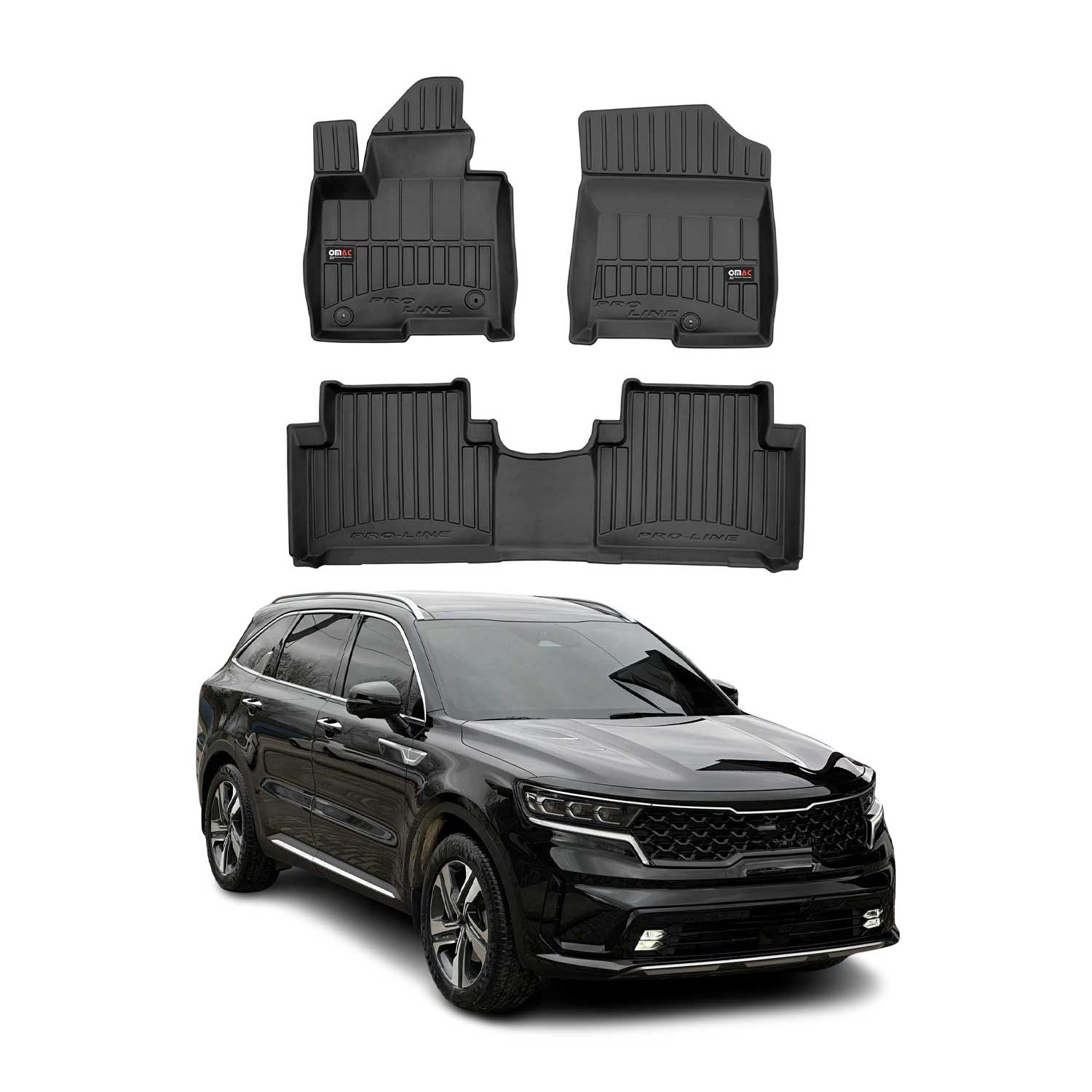 OMAC Tapis de sol en caoutchouc pour KIA Sorento Hybrid 2021-2026 Noir Premium
