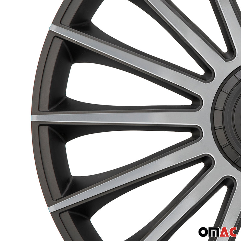 SPARCO Jeu Enjoliveurs de Roues 14 Pouces Noir Argenté ABS 4 piéces
