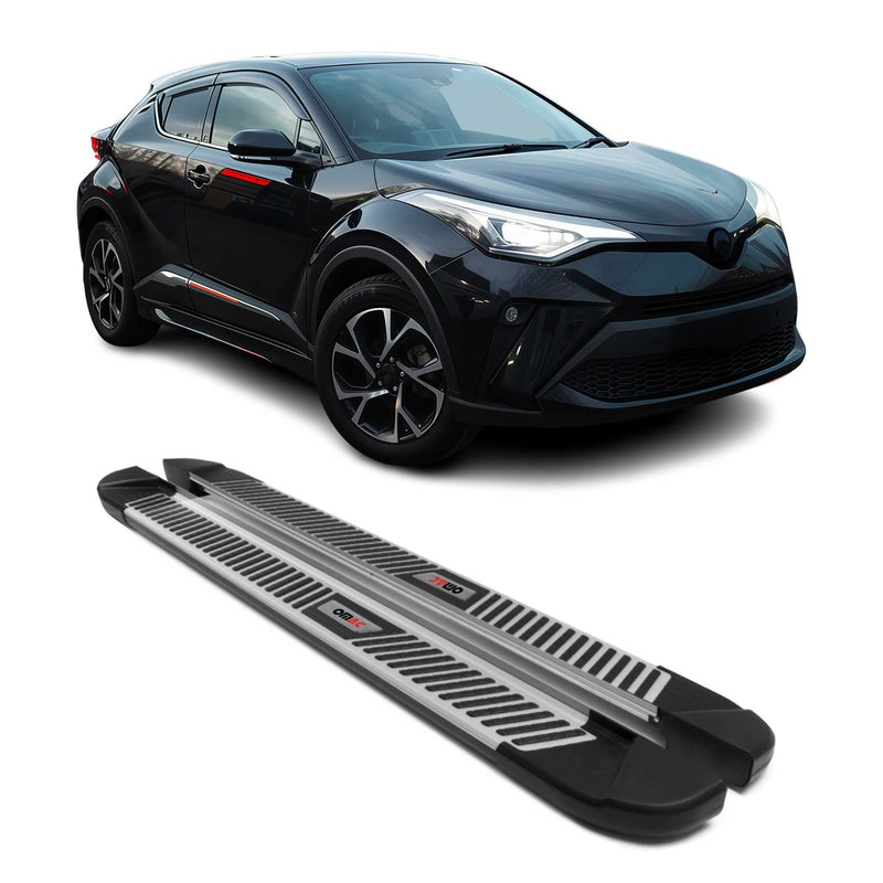 Marchepieds Latéraux pour Toyota C-HR 2016-2024 Noir Gris Aluminium 2Pcs