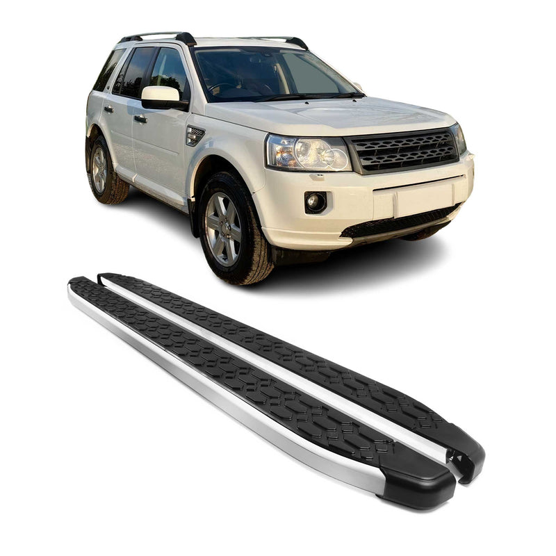 Marchepieds Latéraux pour Land Rover Freelander 2006-2014 Gris Noir Aluminium 2x