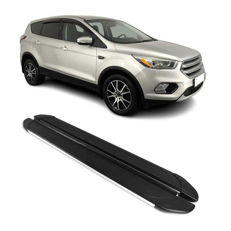 Marchepieds Latéraux pédale pour Ford Kuga 2012-2018 Aluminium Gris Noir 2Pcs