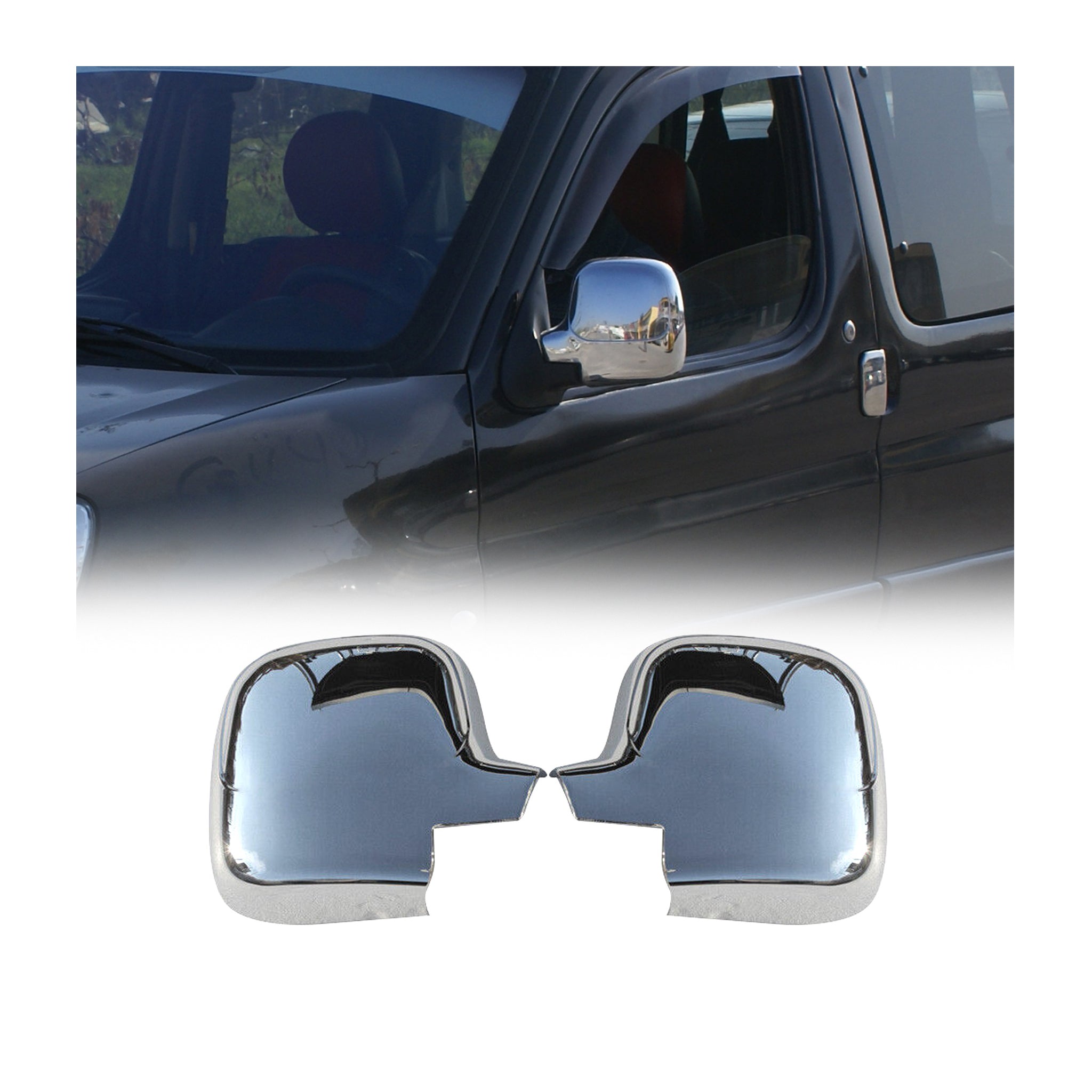 Coques de Rétroviseurs pour Peugeot Partner 2008-2012 en ABS Argent