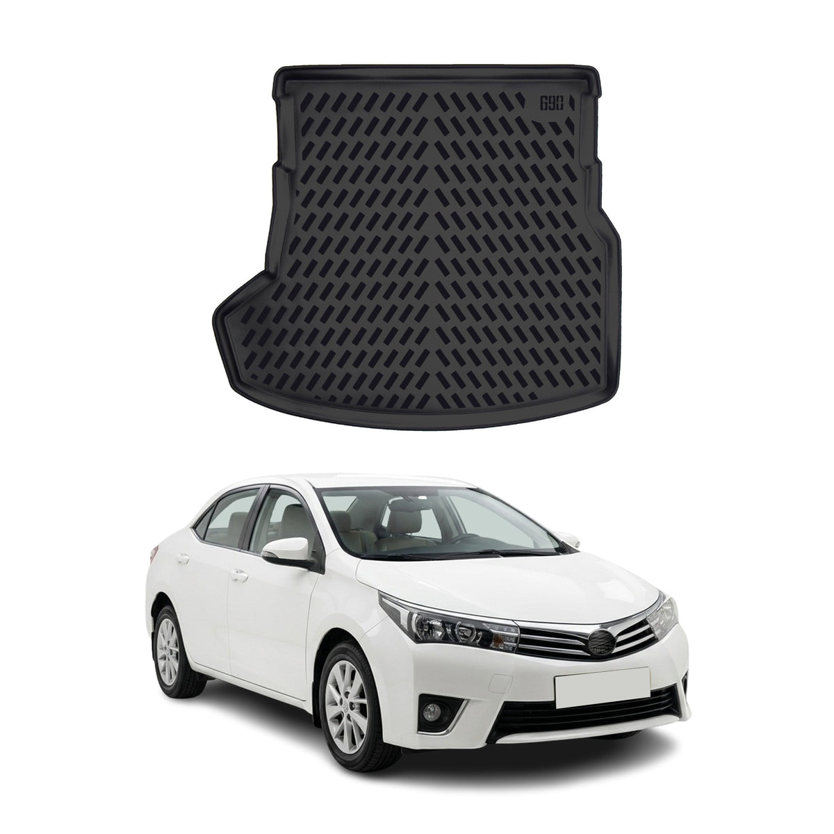 Tapis de coffre pour Toyota Corolla Berline 2013-2019 Noir 3D en Caoutchouc TPE