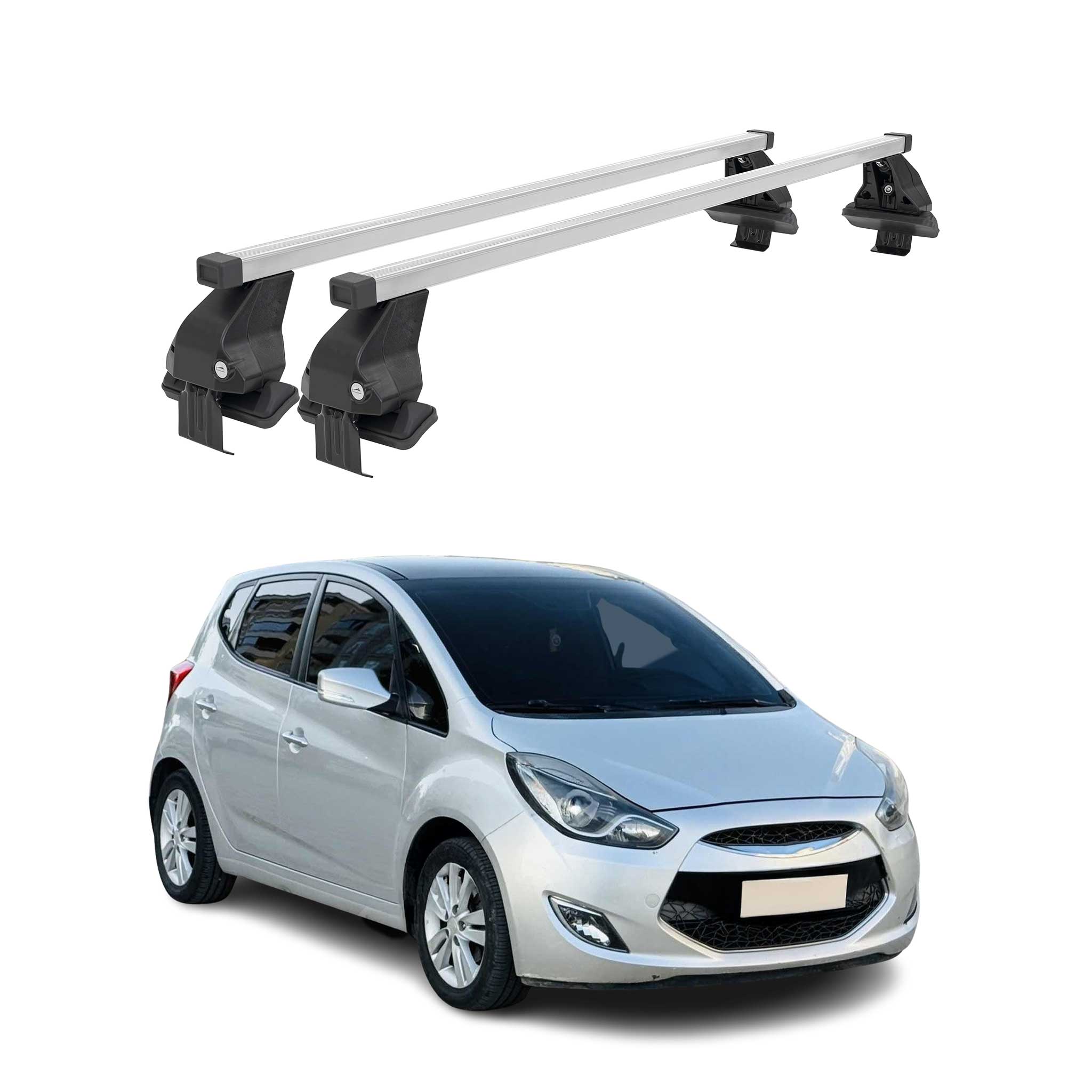 Barres de toit transversales pour Hyundai ix20 2010-2015 Acier Gris