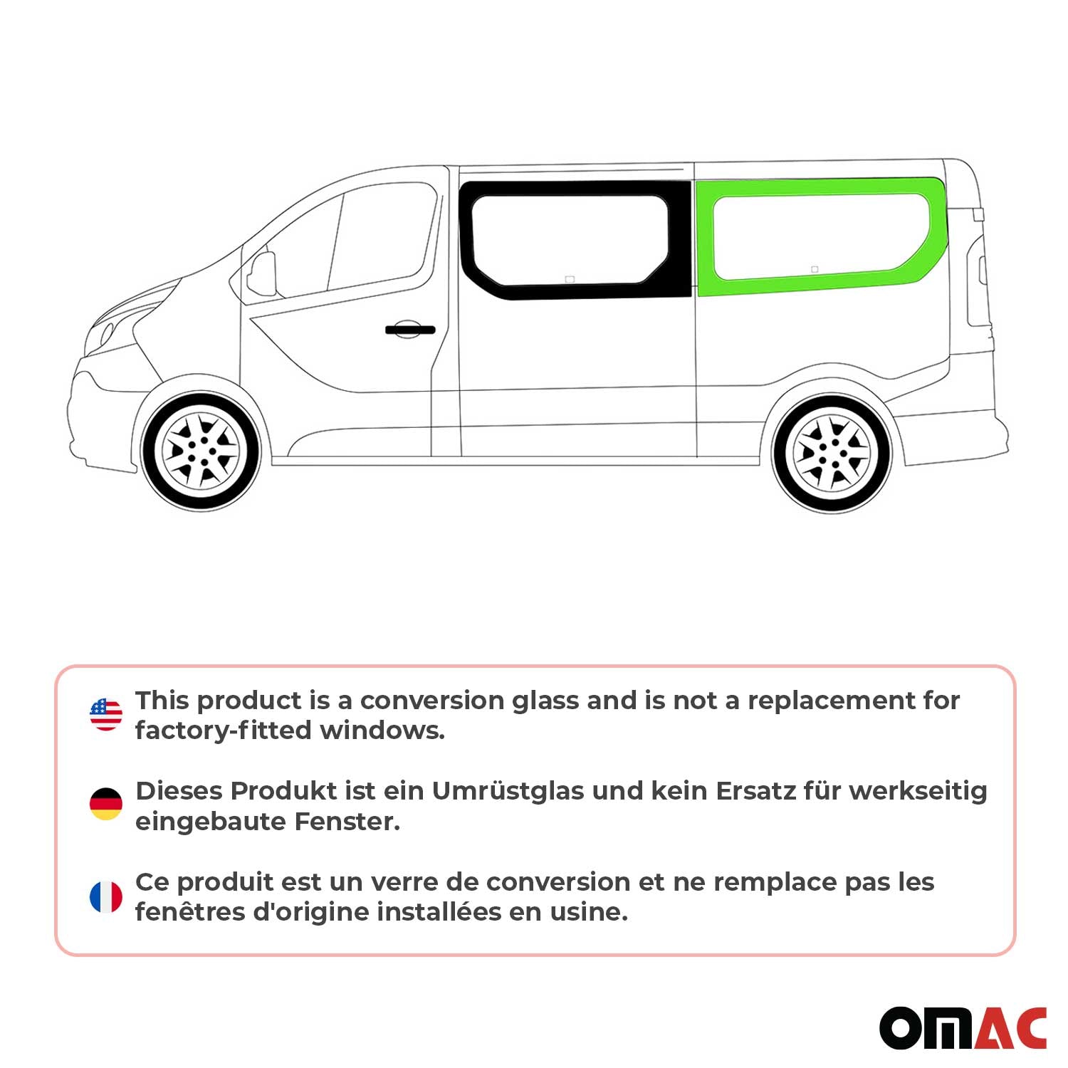 Vitre de Porte pour Opel Vivaro B 2014-2019 L2 Arrière Gauche Verre fixe