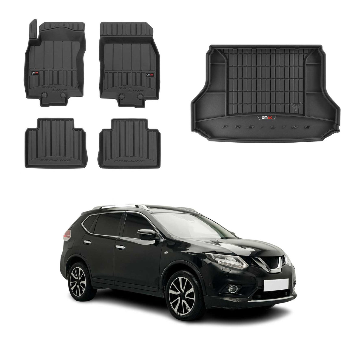 OMAC Kit Tapis de Sol et Coffre pour Nissan X-Trail III T32 2013-2017 Pre-FL