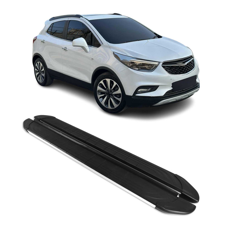 Marchepieds Latéraux pédale pour Opel Mokka 2012-2019 Aluminium Gris Noir 2Pcs