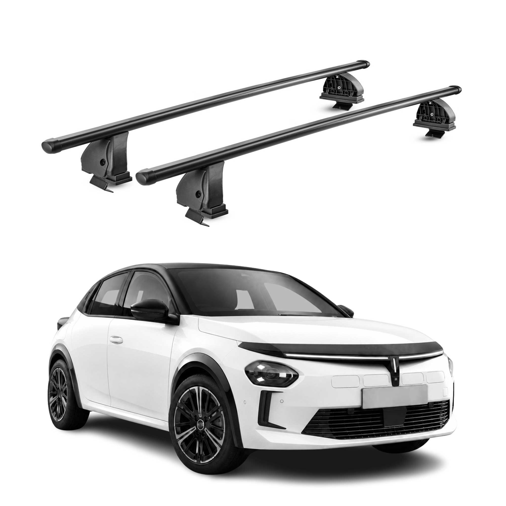 Barres de toit transversales acier pour Lancia Ypsilon 2024-2026 TÜV Noir 2Pcs