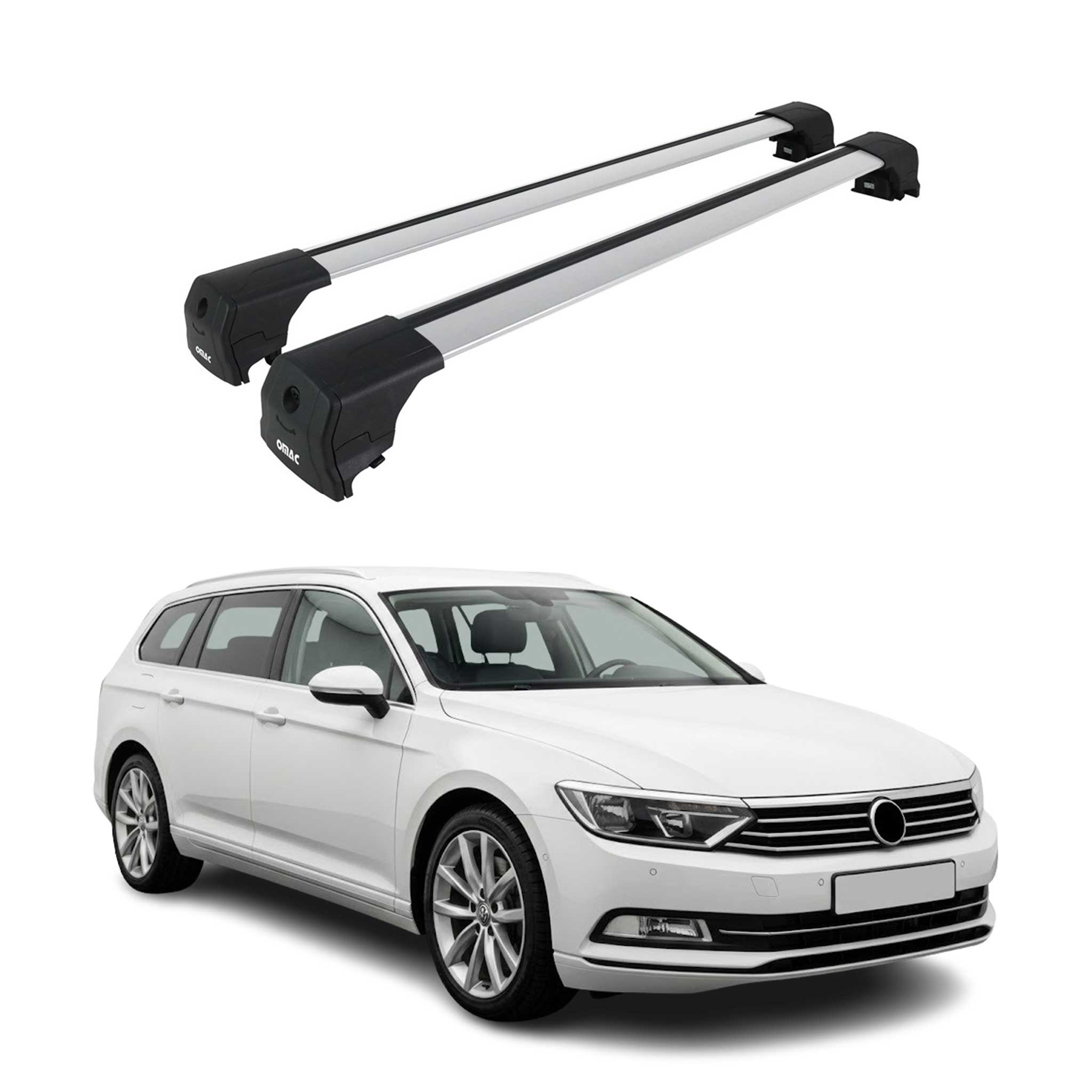 Barres De Toit Transversales pour VW Passat B8 Break 2014-23 Aluminium Gris ABE