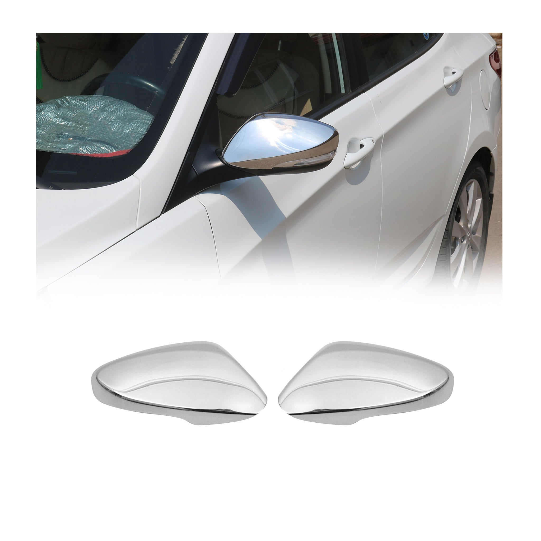 Coques de Rétroviseurs pour Hyundai i30 Elantra Veloster 2010-2017 Acier Argent