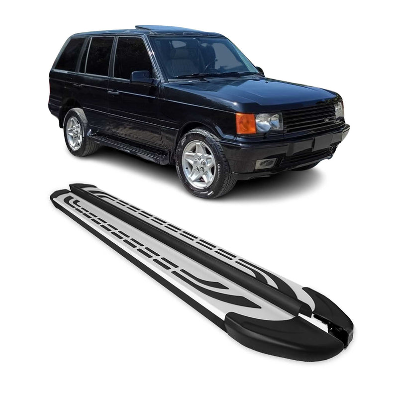 Marchepieds Latéraux pour Land Rover Range Rover Vogue 1994-2001 Alu Gris Noir