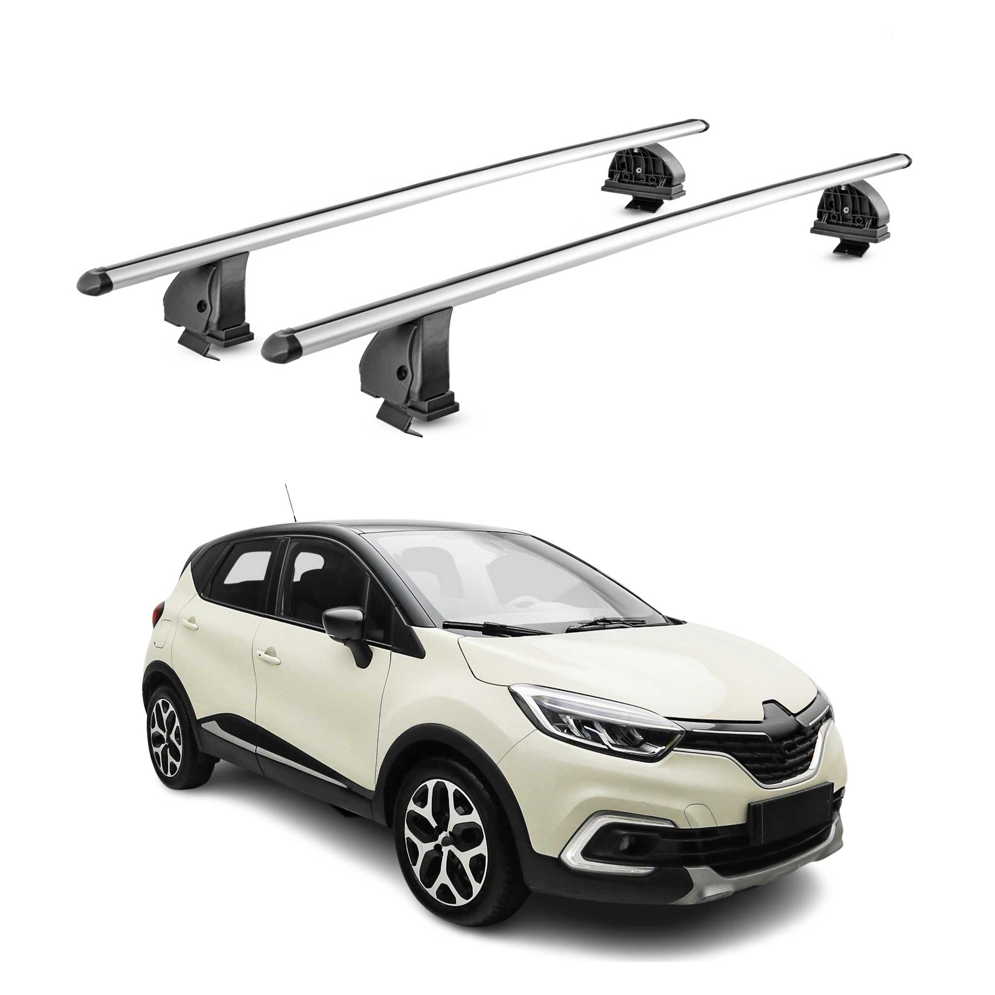 Barres de toit transversales Alu pour Renault Captur I 2013-2019 TÜV Gris 2Pcs