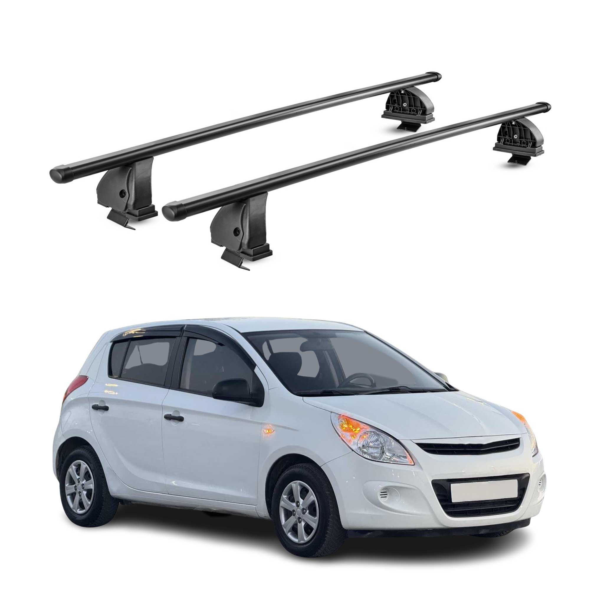 Barres de toit transversales acier pour Hyundai i20 I 2009-2014 5Portes Noir 2x