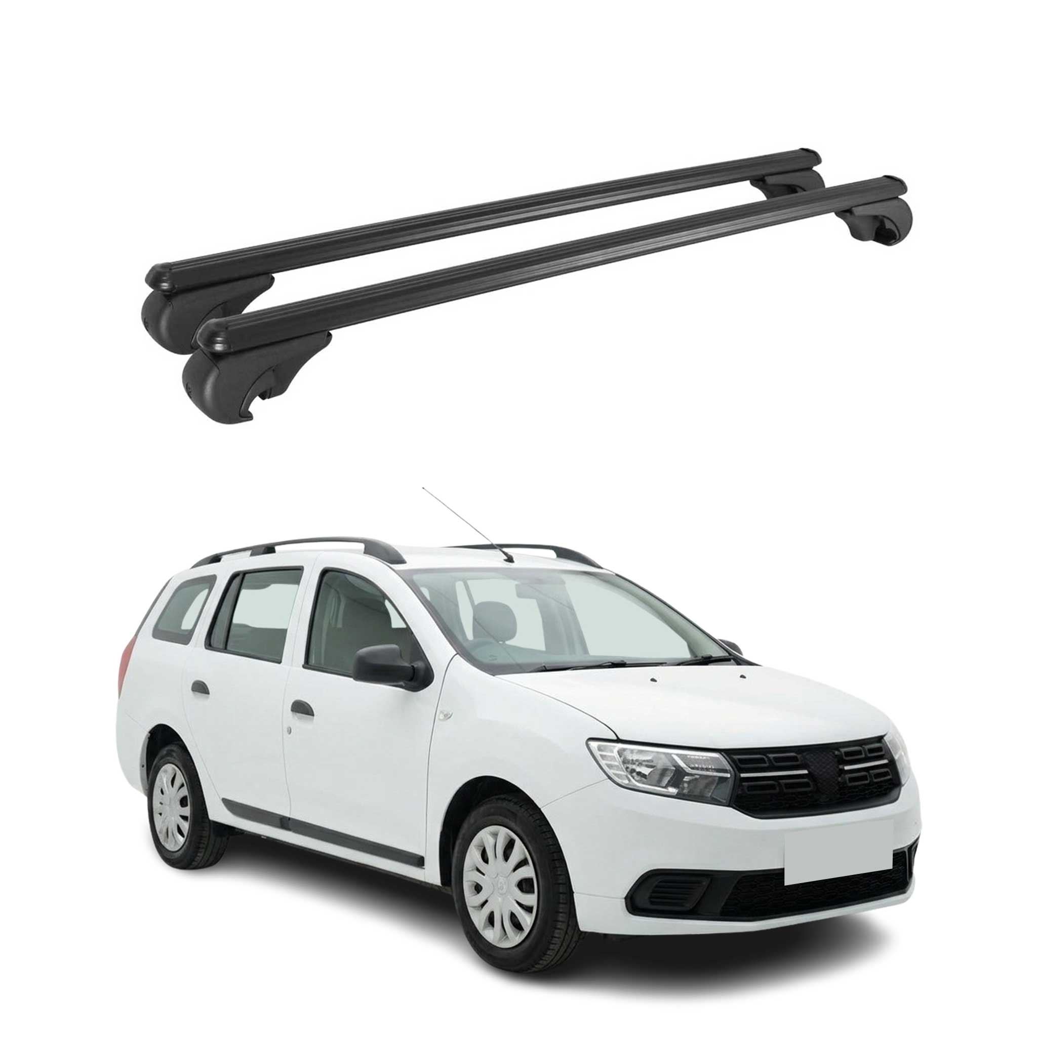 Barres de toit Transversales pour Dacia Logan MCV Stepway 2017-2020 TÜV Noir 2x