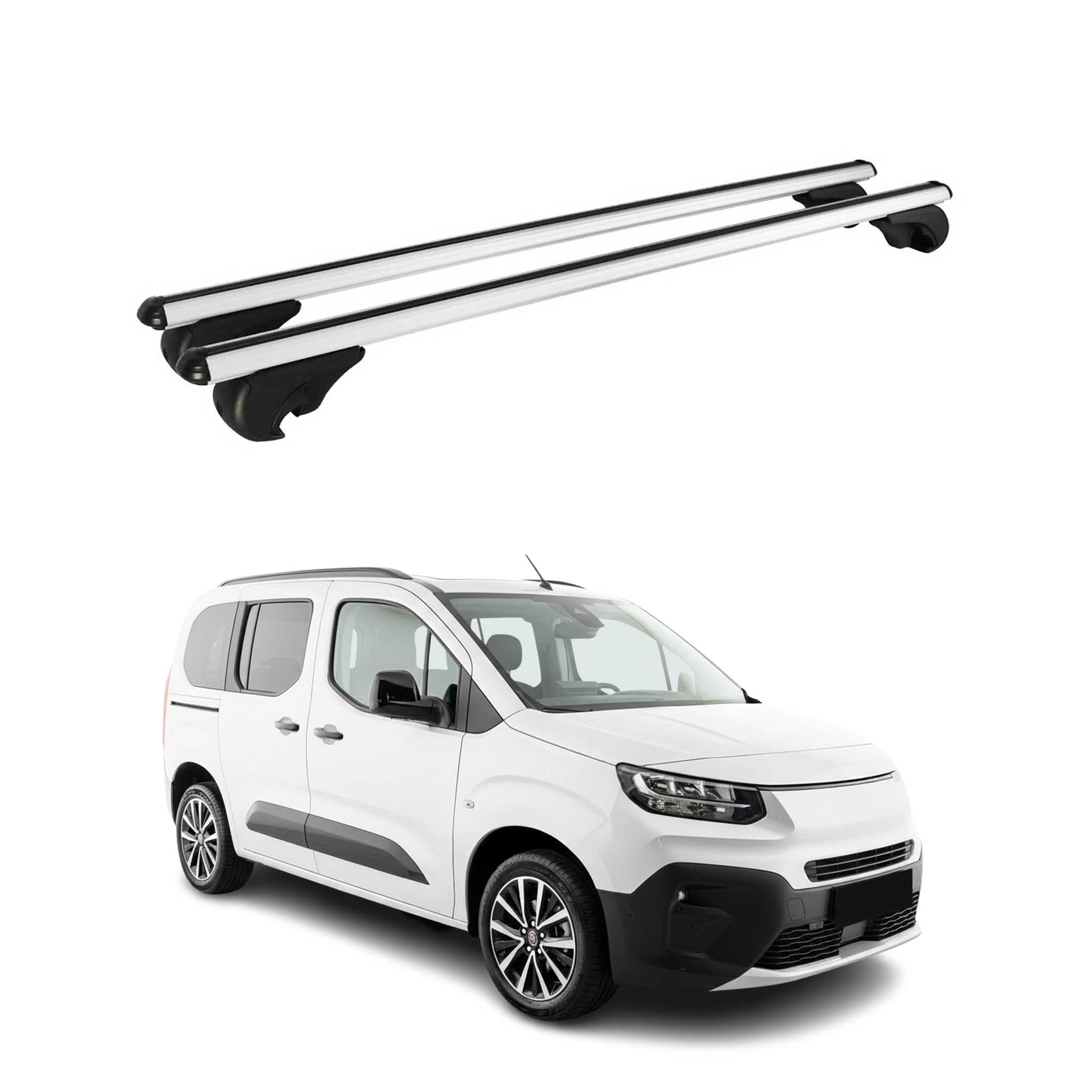 Barres de toit Transversales pour Fiat Doblo III 2022-2026 TÜV Aluminium Gris 2x