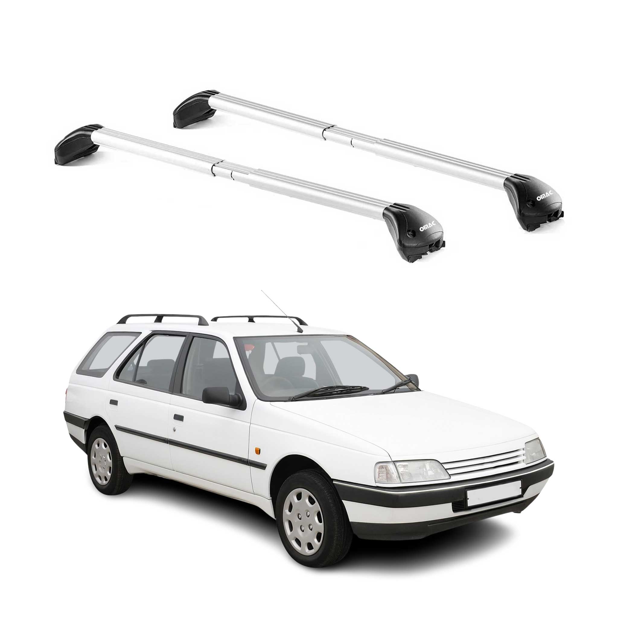 Barres de toit pour Peugeot 405 406 407 Wagon 1988-2012 Gris Argenté 2x ABE