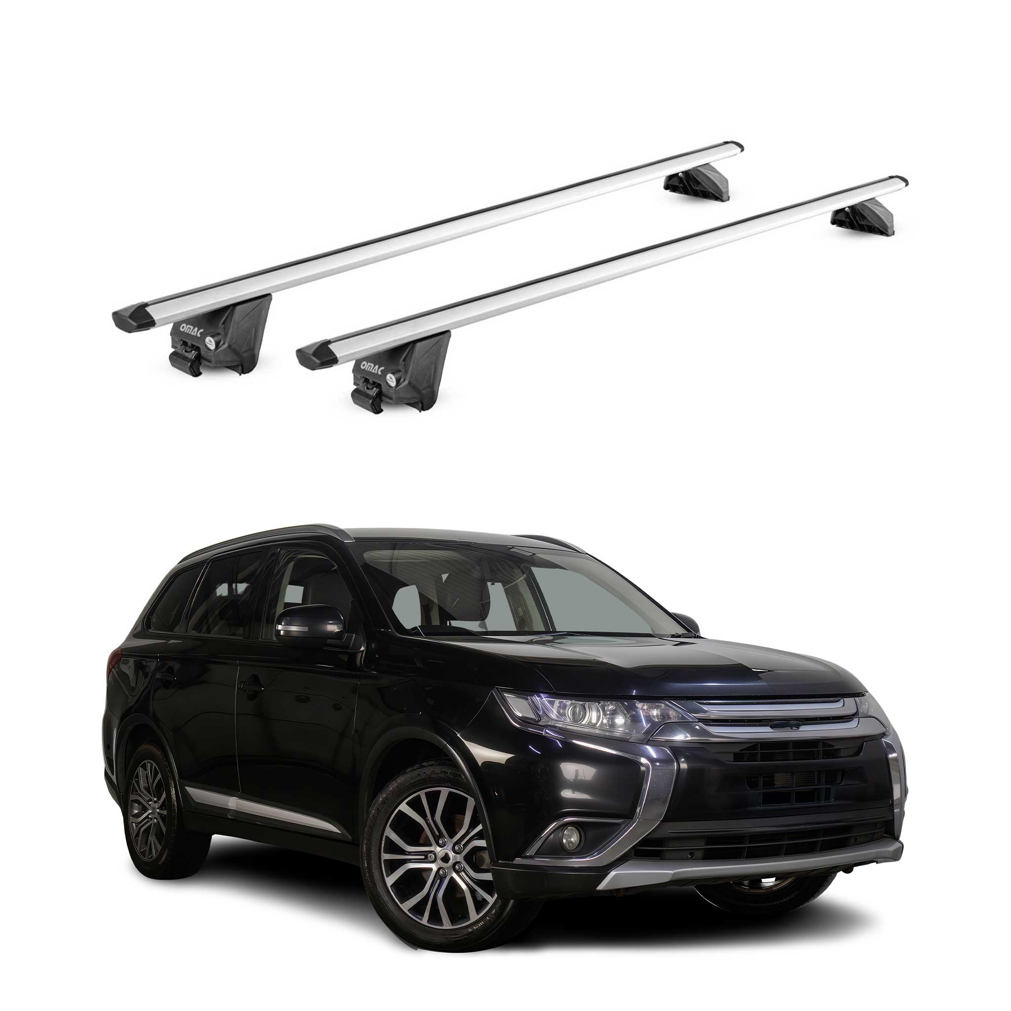 Barres de toit pour Mitsubishi Outlander III 2013-2021 Alu Gris Argenté 2x ABE