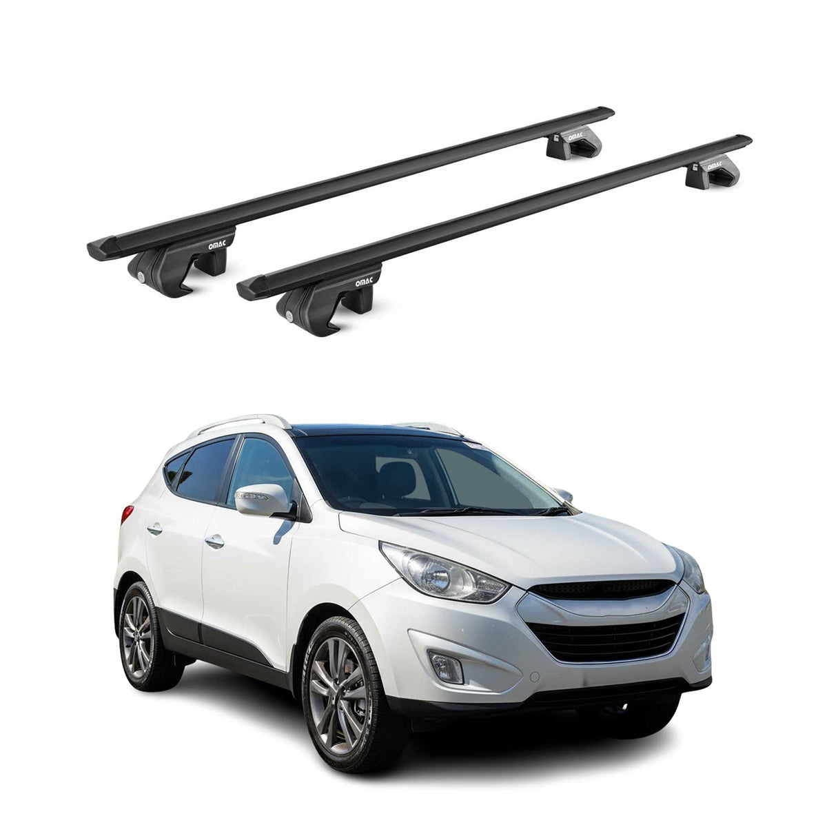 Barres de toit transversales ABE pour Hyundai IX35 LM 2010-2015 5 P Alu Noir 2x