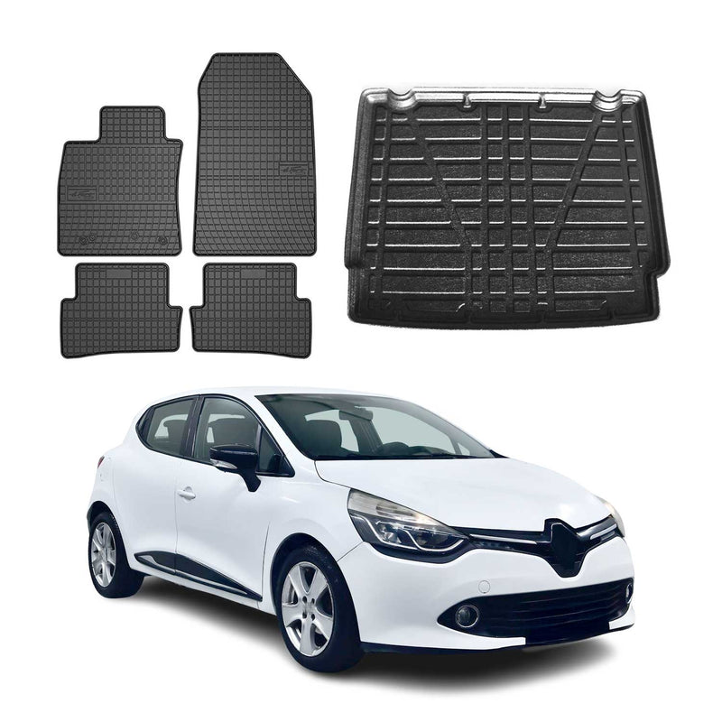 Kit Tapis de sol et coffre pour Renault Clio 2012-2018 TPE Noir