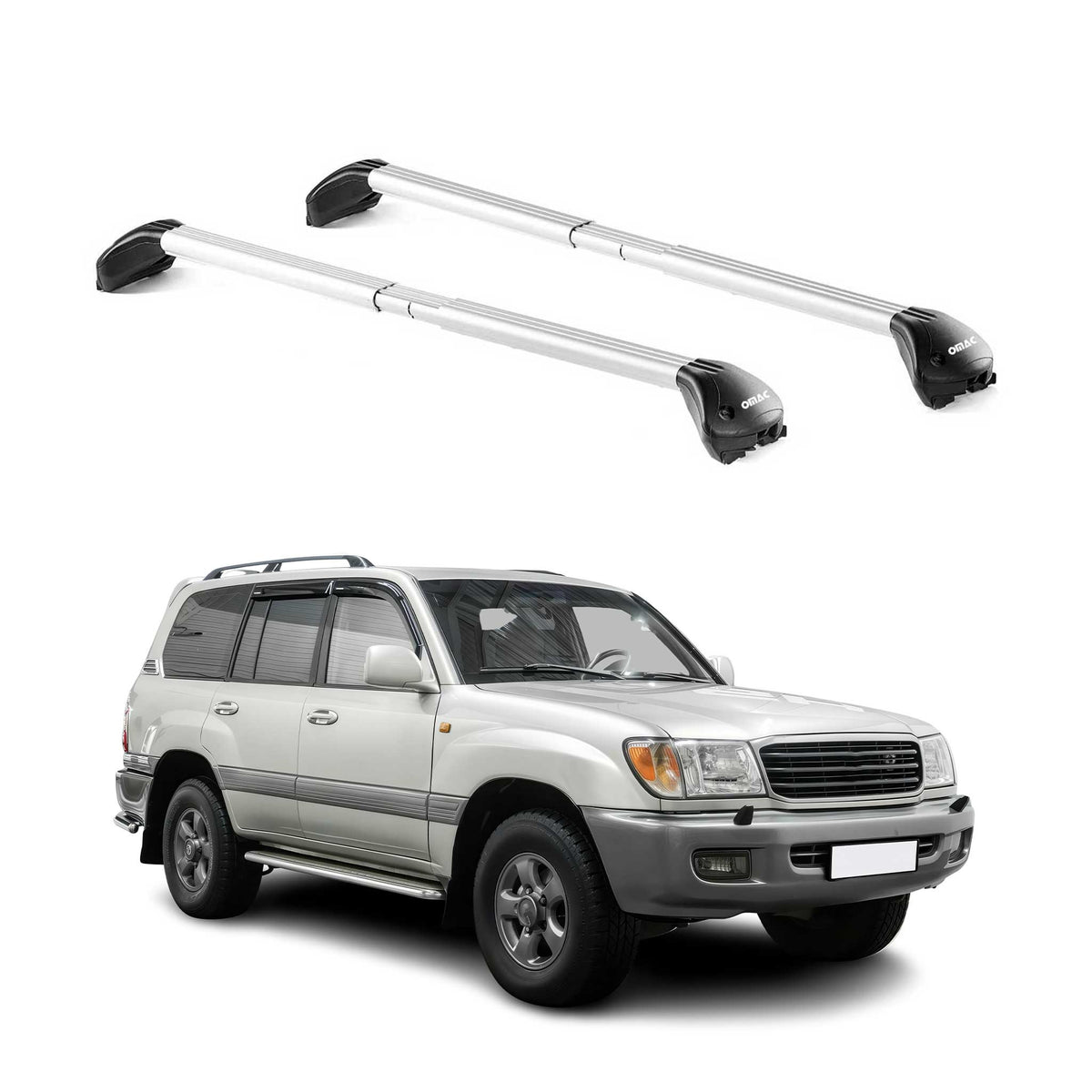Barres de toit pour Toyota Land Cruiser 100 1990-2001 5P Gris Argenté 2x ABE