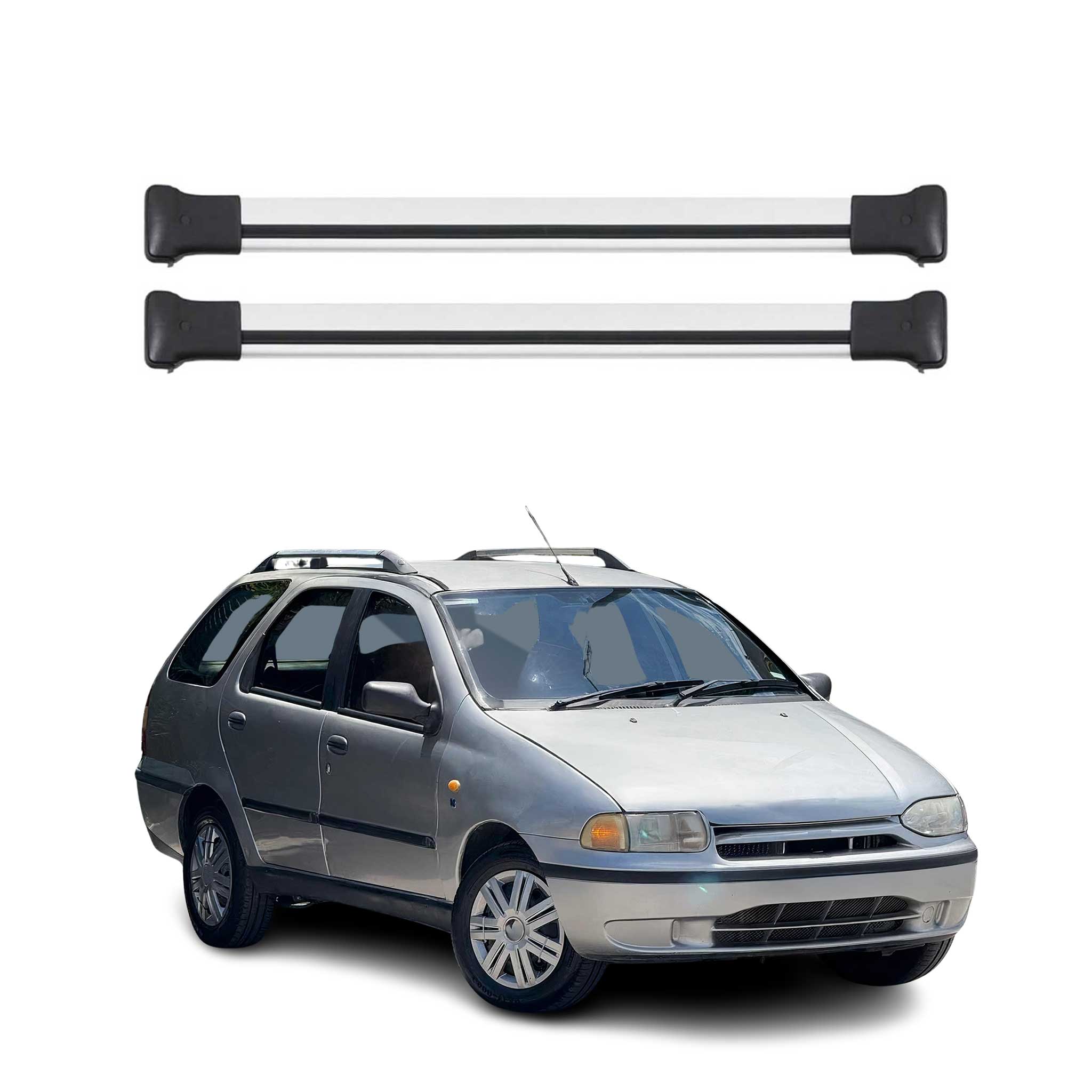 Barres de toit transversales pour Fiat Palio Weekend 1996-2011 Aluminium Gris 2x