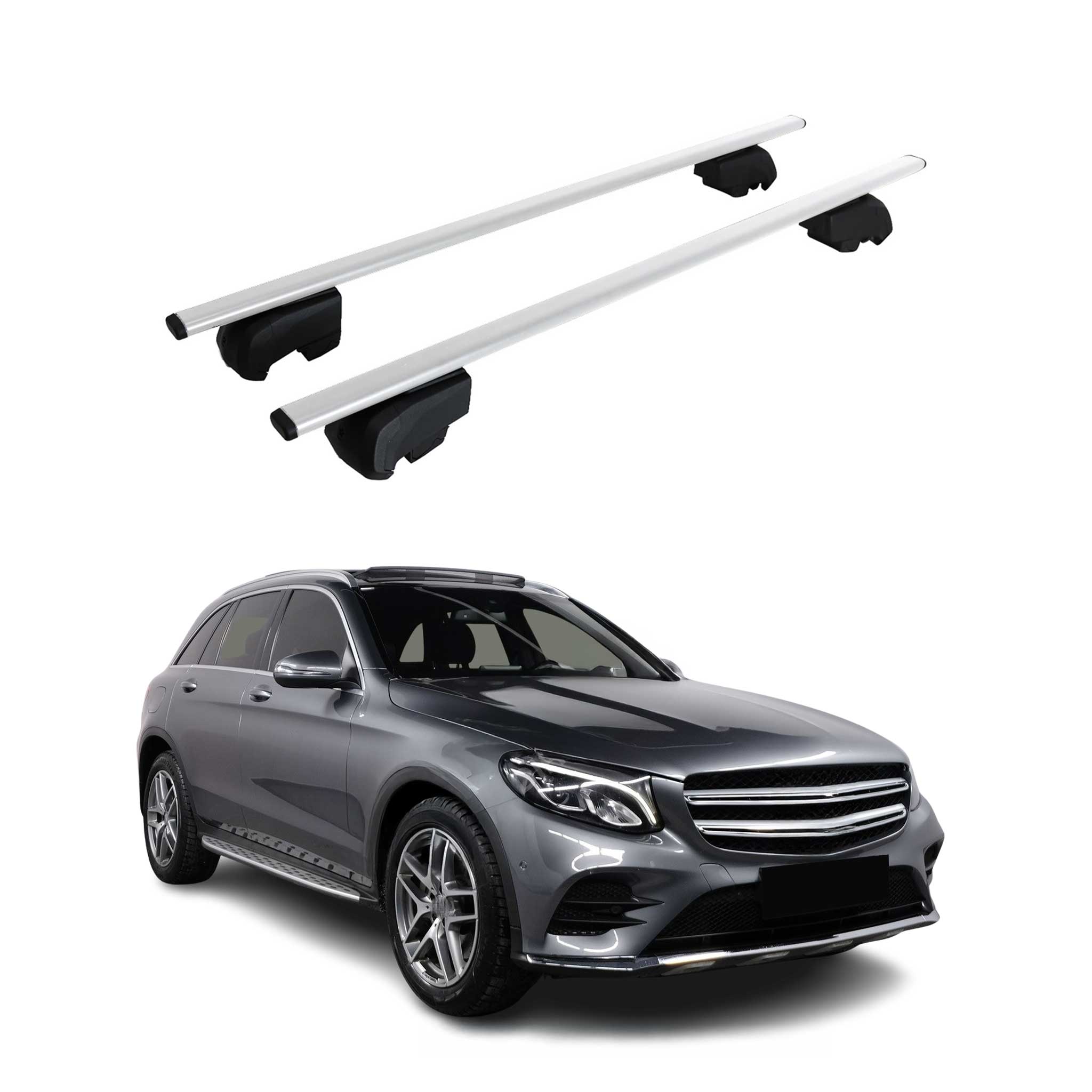 Barres de toit Transversales pour Mercedes GLC X253 2015-2021 Fer Argent ABE