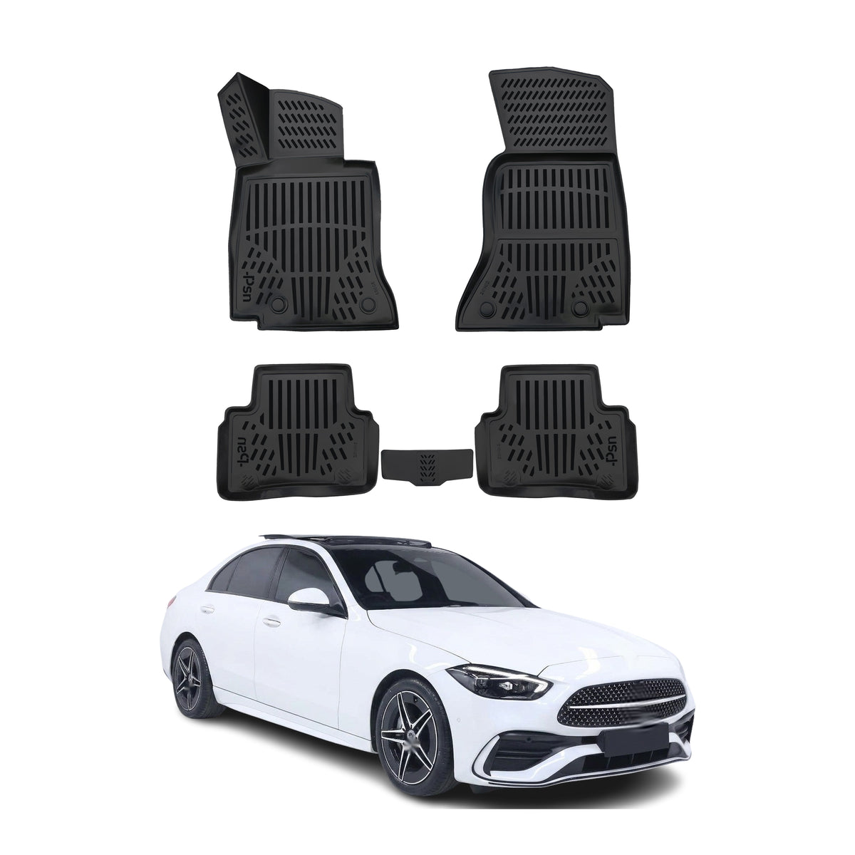 Tapis de sol pour Mercedes-Benz Classe C W206 / S206 2021-2027 Noir TPE 4Pcs