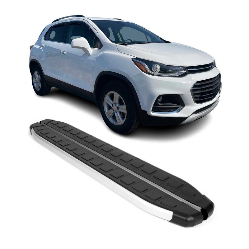 Marchepieds Latéraux pour Chevrolet Trax 2012-2024 Aluminium Noir Gris 2Pcs