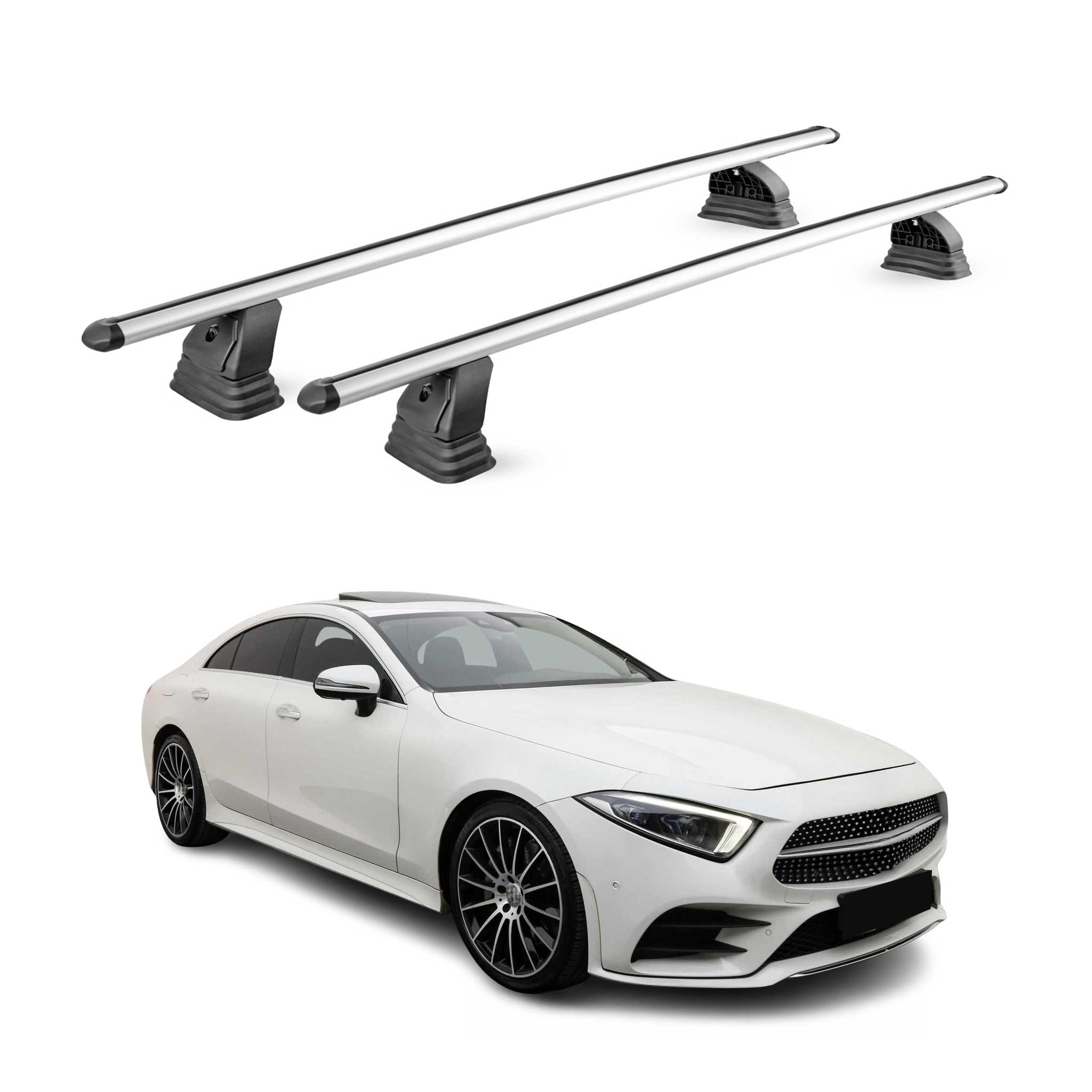 Barres de toit transversales Alu pour Mercedes CLS C219 2004-2010 TÜV Gris 2Pcs