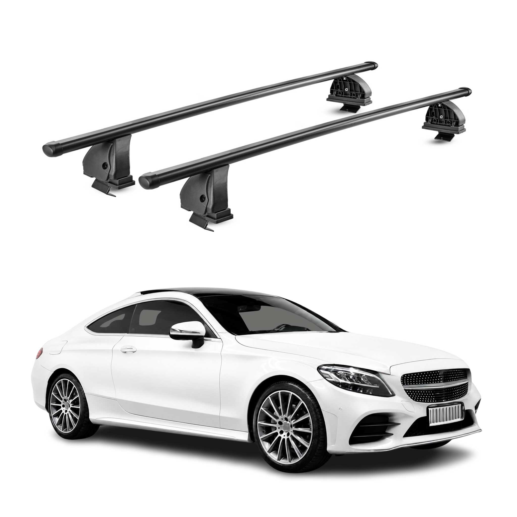 Barres de toit acier pour Mercedes Classe C C205 Coupe 2015-2023 Noir 2x
