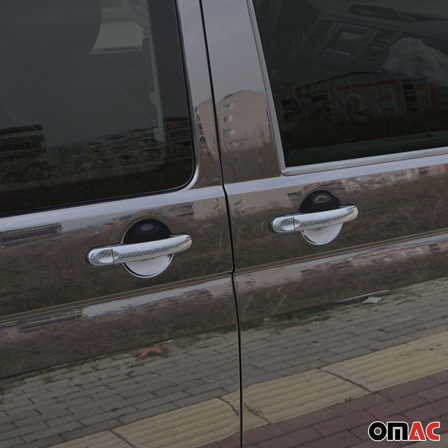 Couverture Poignée de porte pour VW Caravelle T5 2003-15 3Portes H1 carbone bleu