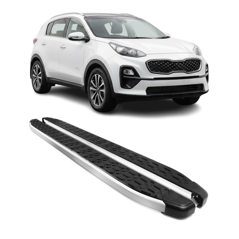 Marchepieds Latéraux pour Kia Sportage 4 2016-2021 Gris Noir Aluminium 2Pcs