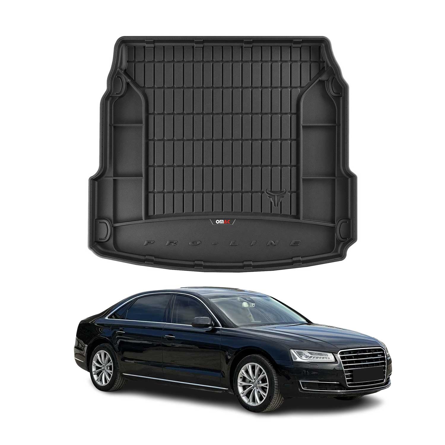 OMAC Tapis de coffre caoutchouc pour Audi A8 2009-2017 Noir Premium