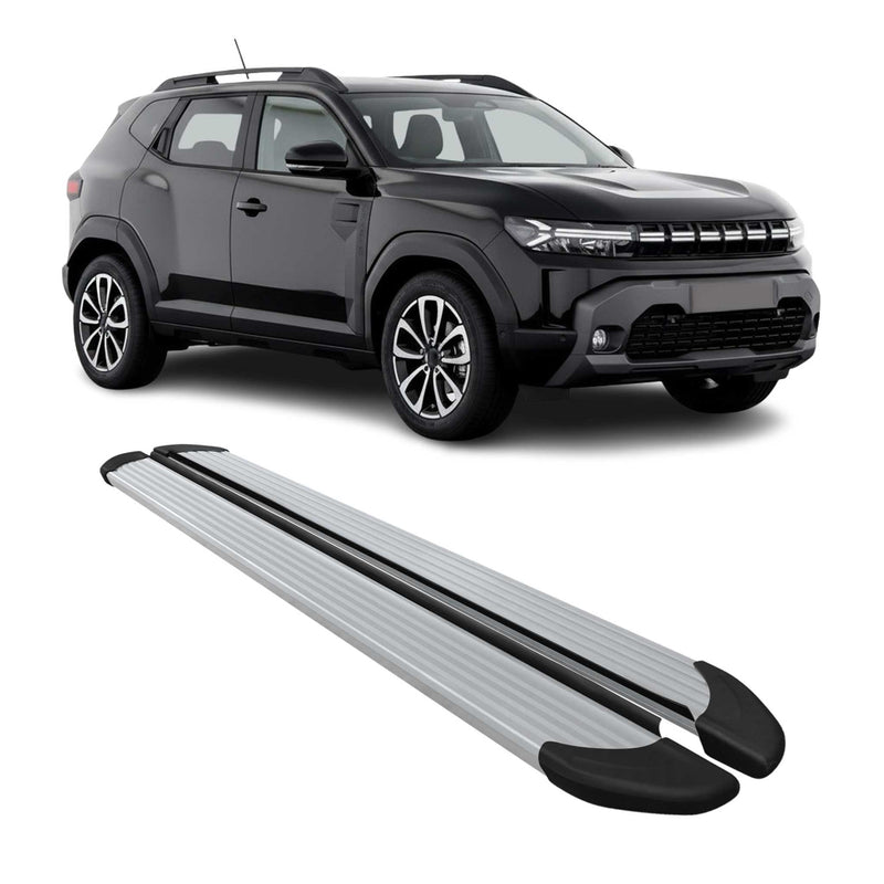 Marchepieds Latéraux pour Renault Duster / Dacia Duster 2023-2025 Alu Argent 2x