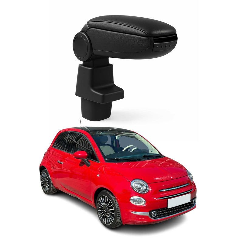 Accoudoir pour Fiat 500 500C 2016-2021 Facelift Vinyl Abs Noir