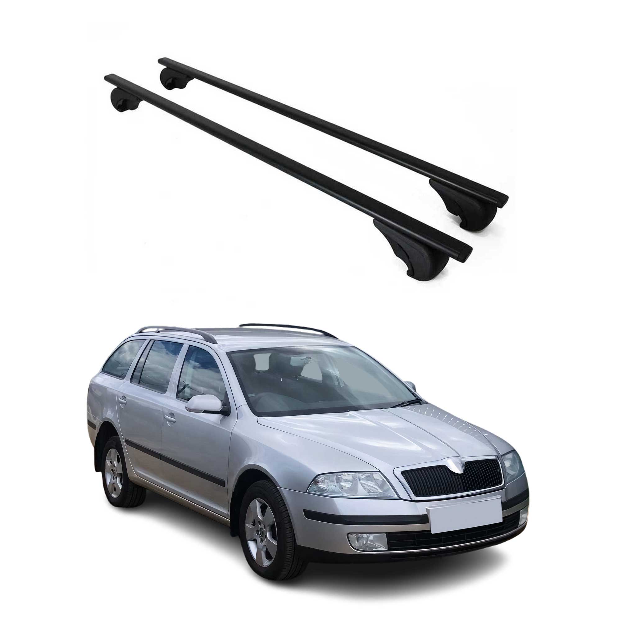 Barres de toit Transversales pour Skoda Octavia Break 2004-2012 Fer Noir