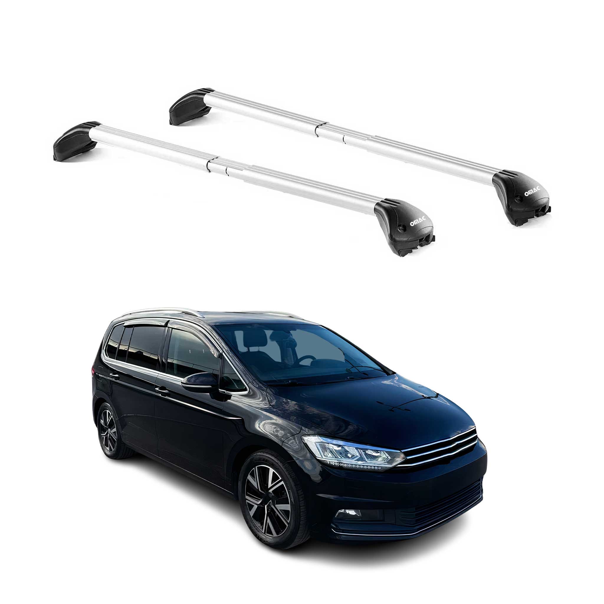 Barres de toit transversales pour VW Touran 2015-2026 5P Gris Argenté 2x ABE