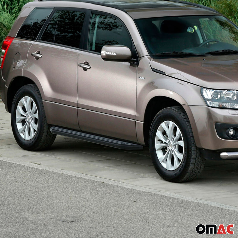 Marchepieds Latéraux pour Suzuki Grand Vitara 2005-2016 ABE en Alu Noir