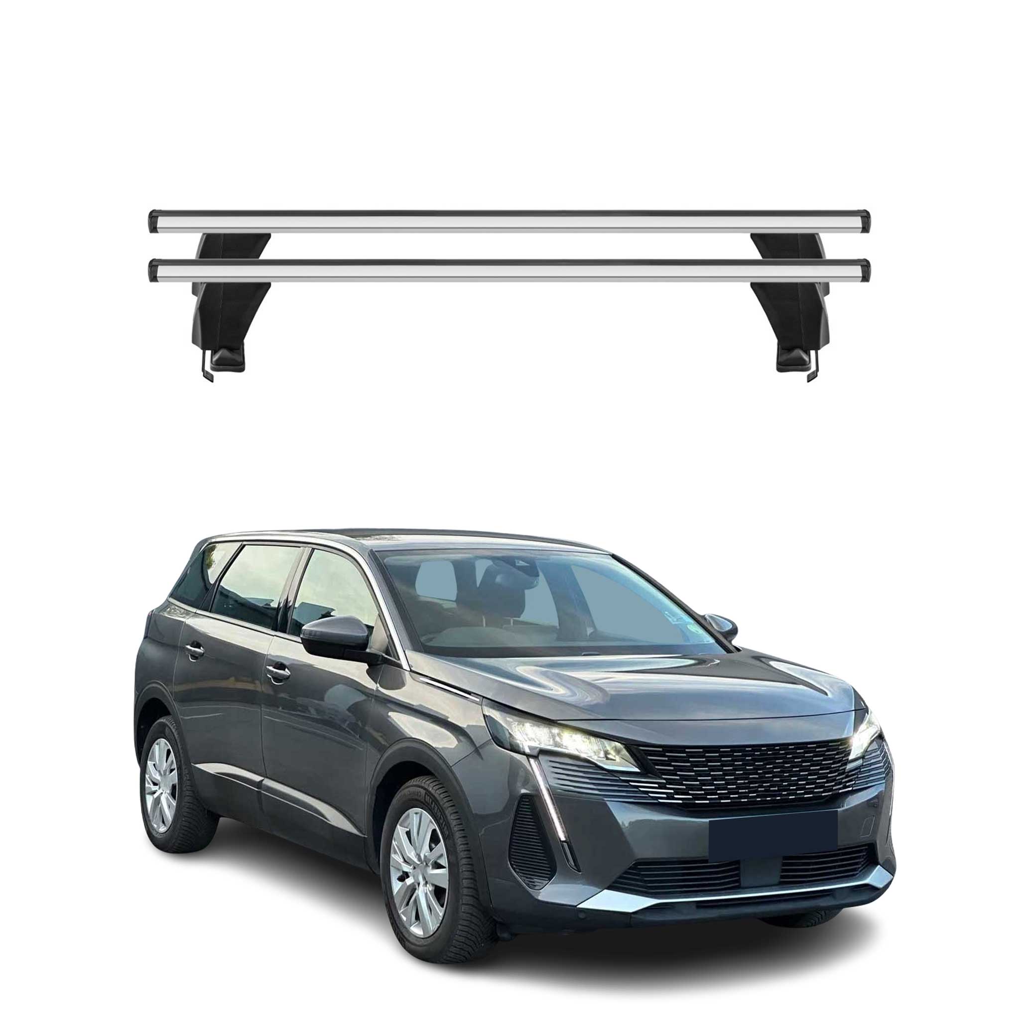 Barres de toit transversales pour Peugeot 5008 II Facelift 2020-2024 Alu Gris 2x