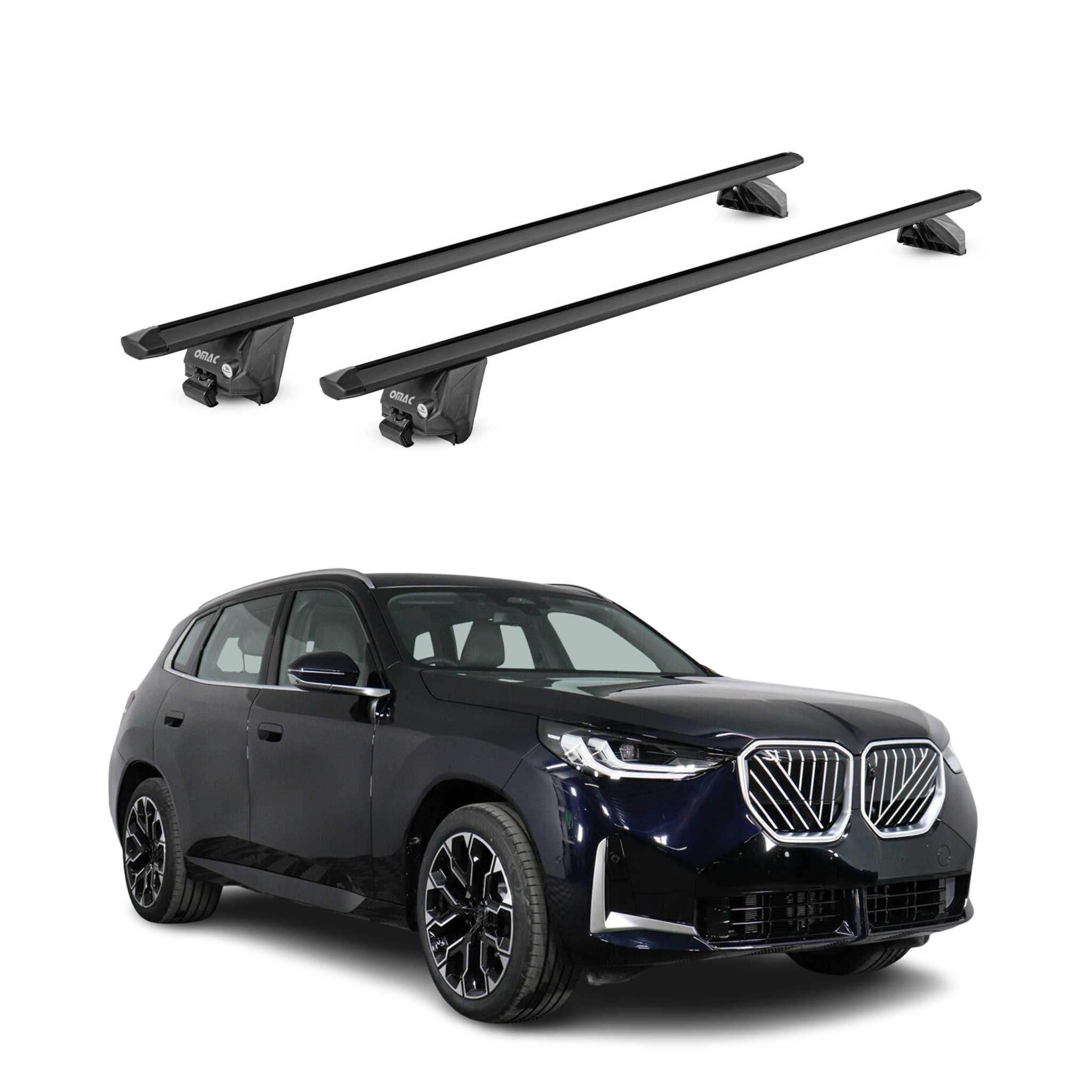 Barres de toit transversales pour BMW X3 G45 2024-2026 Noir Aluminium 2Pcs ABE