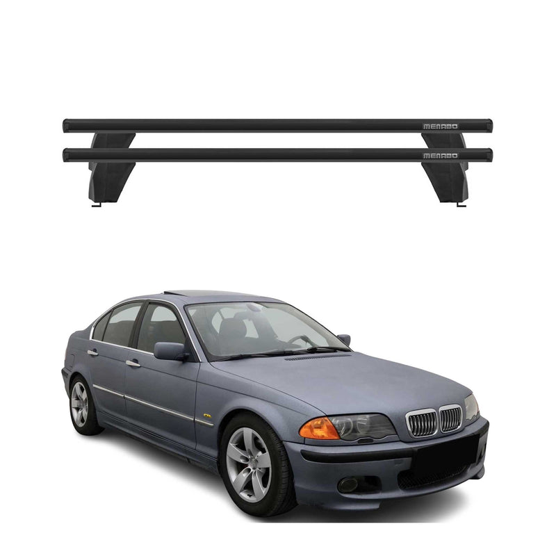 Menabo Barres de toit transversales pour BMW Série 3 E46 Berline 98-07 Alu Noir