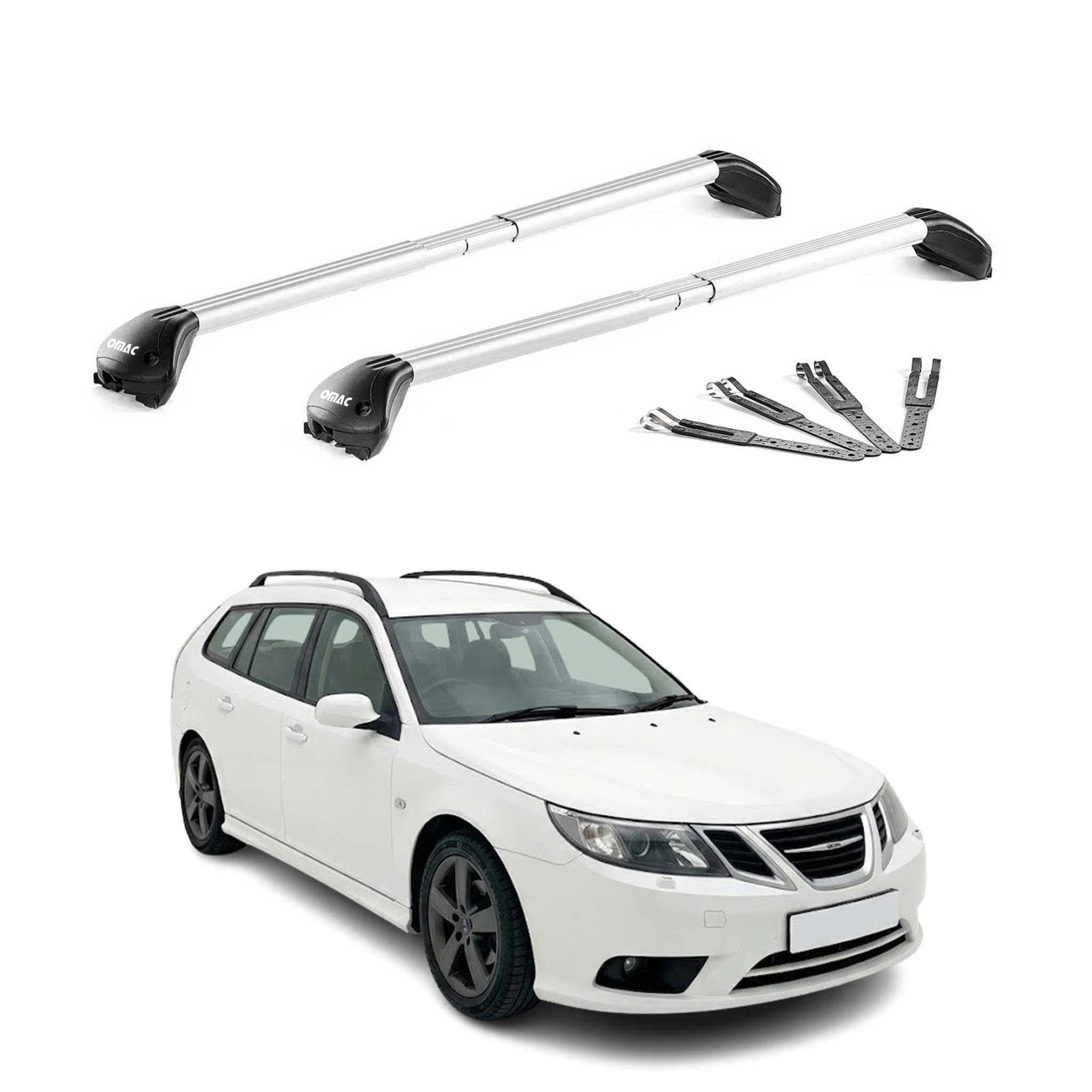 Barres de toit pour Saab 9-3 II Break 2005-2011 Alu Gris Argenté 2 pièces ABE